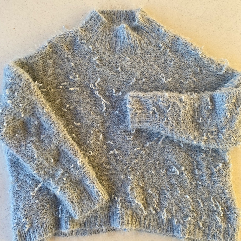 Cozy Blue Women's Sweater distressed look size small- Medium